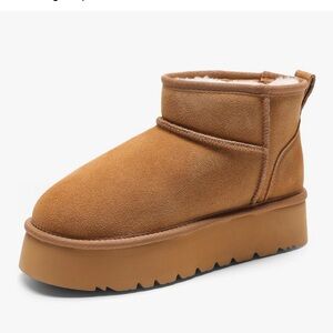 Tan Shearling-Lined Ankle Boots